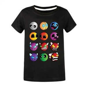 5-13-year-old boy T-shirt Geometry Dash fashionable 100% pure cotton T-shirt - Picture 1 of 26