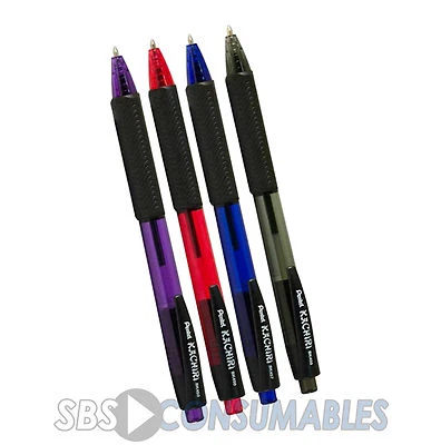 Pentel Retractable Ballpoint Pens. Black, Blue, Red Ink. Triangular Grip BK450 - Image 1 of 3