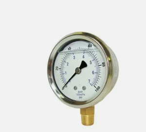 Pic Gauges Pro-201L-254P Pressure Gauge, 0 To 3000 Psi, 1/4 In Mnpt, Stainless - Picture 1 of 1