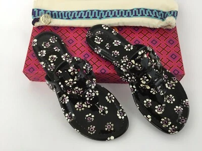 Tory Burch MILLER Chanclas Tanga Floral Charol Sandalia 7 EE. UU. Foto 1 de 4