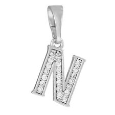 High Quality Platinum Plt Clear Crystal N Name Initial Letter Pendant Charm