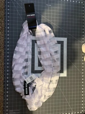 Steve Madden Forever Infinity Bufanda Elegante Moderna Rayas Blancas OG32$ NUEVO Foto 1 de 2