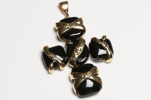 Collana Ciondolo Croce CHANEL Parigi Primavera 1994 Robert Goossens Vetro Nero CC