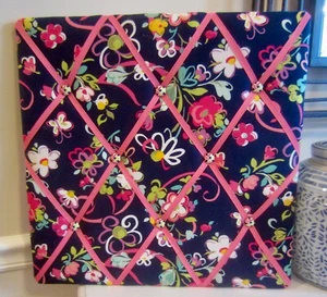 Vera Bradley Ribbons Multicolored Memo Photo Message Board Flowers 18" X 18" - Picture 1 of 4