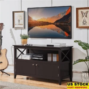 Wood TV Stand 50in TVs Spacious Storage Eco-Friendly Heavy Duty Stylish Design - Picture 1 of 9