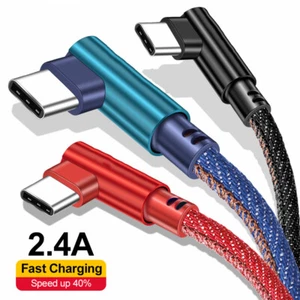 Type C 90 Degree USB Charger Fast Charging Data Cable For Samsung S20 Huawei P40 - Picture 1 of 14