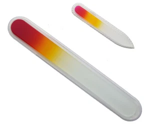 2 Pc Mont Bleu Lg and Small Czech Etched Crystal Glass Manicure Nail File Set - Picture 1 of 14