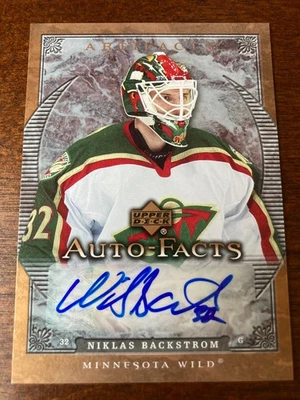 2007-08 Niklas Backstrom Auto Autograph. - Image 1 of 2