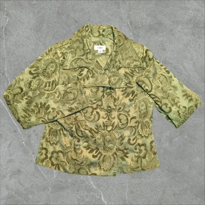 Blazer Cato para mujer pequeño verde estampado cachemir pesado años 70 retro chaqueta para mujer Foto 1 de 4