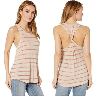 Joie Rayson Women's  100% Linen Striped Twisted Back Tank Top Color Flax Size XS - Image 1 of 4