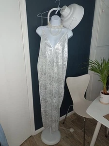Zara Silver Sequin Midi Slip Dress Size M BNWT - Picture 1 of 3