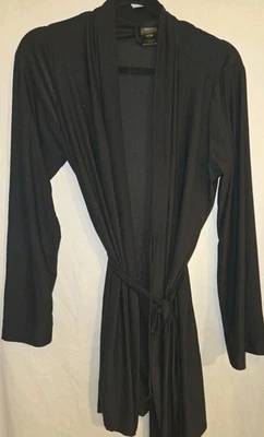 Apt. 9 Intimates Para Mujer Talla L Negro Corto Salón Bata Prendas para Dormir Corbata Foto 1 de 4