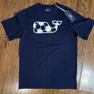 NWT Vineyard Vines Shirt Boys Size XL 18 Navy Short Sleeve Soccer Whale - Picture 1 of 7