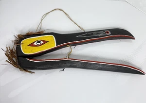 Northwest Coast Native Carved Wood Totem Haida Spirit Thunder Bird 20" Wall Hang - Picture 1 of 9