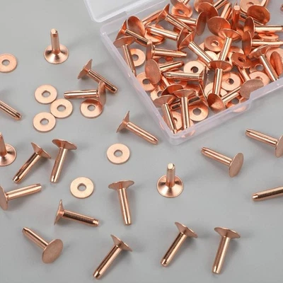 50 remaches y rebabas de cobre para cinturones de cuero carteras bolsos hágalo usted mismo suministros artesanales Foto 1 de 4