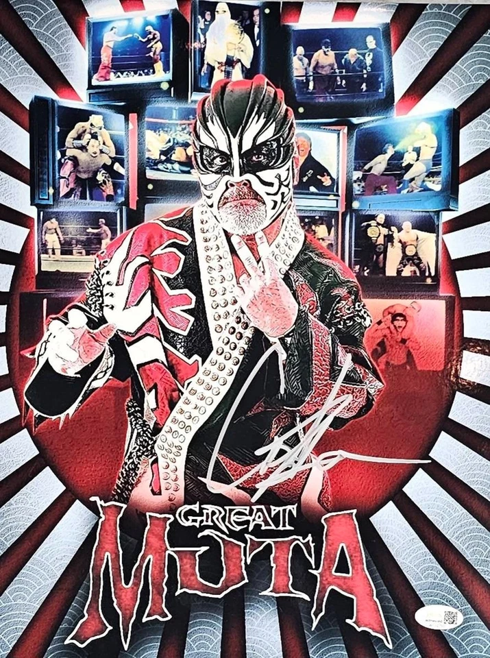 Foto firmada por Great Muta 11X14 certificado de autenticidad JSA nueva lucha libre profesional de Japón WCW automática metálica Foto 1 de 3