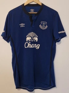 EVERTON FOOTBALL CLUB FC 2014 15 BLUE BLACK HOME SHIRT L UMBRO CHANG EFC BLUES - Picture 1 of 7
