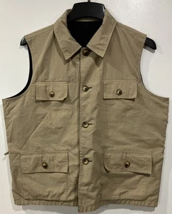 ORVIS Reversible Vest Black Khaki Size Large Pockets Buttons Photography Fishing - Picture 1 of 9