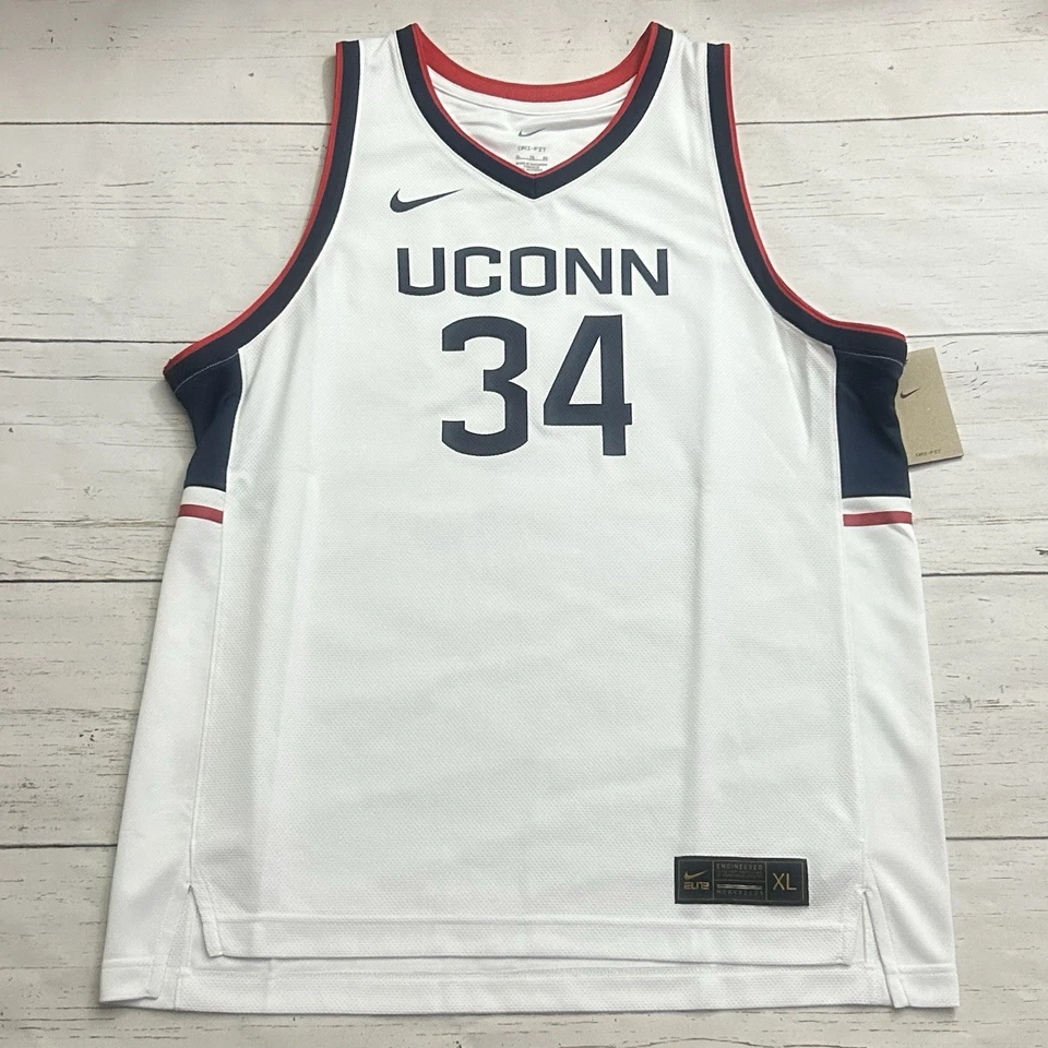 Nike UCONN Huskies #34 Men’s Replica Elite Basketball Jersey White Size Medium