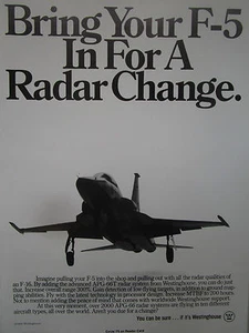 9/1991 PUB WESTINGHOUSE NORTHROP F-5 ADVANCED APG-66T RADAR SYSTEM ORIGINAL ANZEIGE - Bild 1 von 1