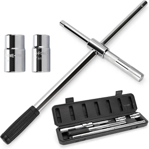 Extended Lug Wrench 4 Way Tire Iron Car Nut Removal Tool Storage Case 1/2 Drive - Picture 1 of 1