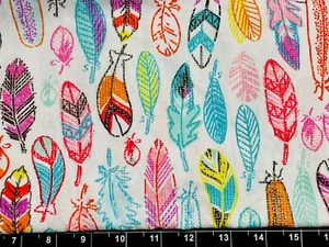 Tina Scrap 9"x20" Feathers Indian Colorful Bird Western Cotton Fabric - Picture 1 of 1