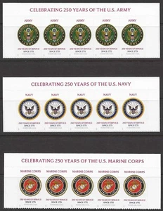 USA Sc. 6010-2 (F) Army, Navy & Marines 2025 MNH inscription strips of 5 - Picture 1 of 1