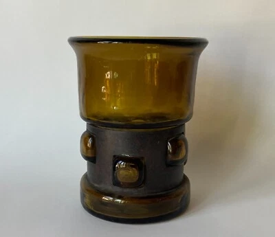 Glass Art Vase With Metal Green Yellow Sweden Flygsfors Wiktor Berndt Design - image 1 of 4