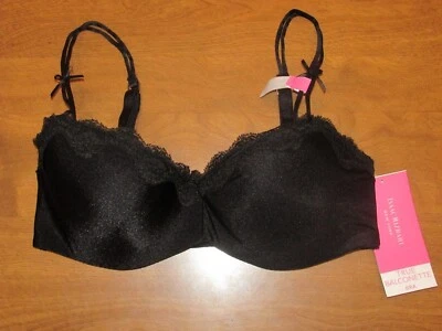 912V1 Isaac Mizrahi IM15722 True Balconette Lace Trim Bra 36D Black - Image 1 of 2