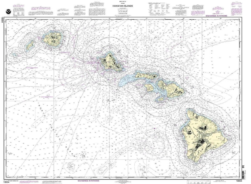 NOAA Chart 19004 Hawaiian Islands 39th Edition Nautical Navigation Map - Image 1 of 1