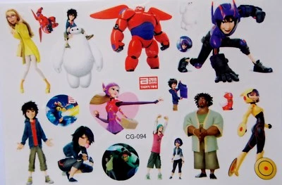 BIG HERO 6 FILM CHARACTERS TATTOO "Big Hero 6" Disney Cartoon Temp Körper Tattoo HIRO Microbots BAYMAX CG-094