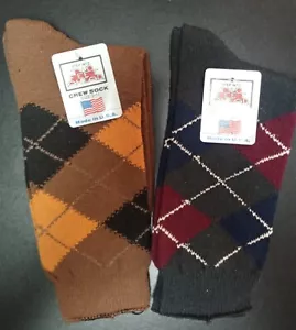 MENS ARGYLE PATTERN CREW SOCKS 2PK VINTAGE FITS 9-11 SOCK - Picture 1 of 1