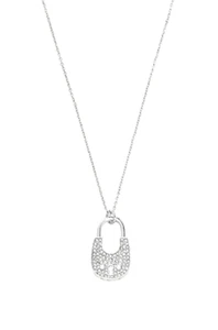 MICHAEL KORS ROSE SILVE-TONE PADLOCK CRYSTAL HEART PENDANT NECKLACE MSRP $100.00 - Picture 1 of 8