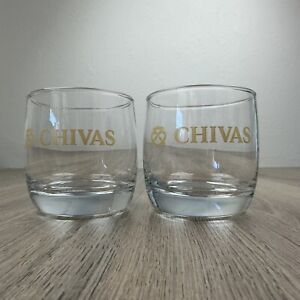 Chivas Regal Whisky Glasses Set x2 310ml Heavy Base Barware Tumbler Collectable