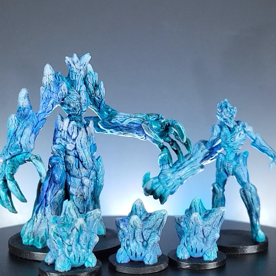 Hand Painted Ice Elemental Family Set of 5 for Pathfinder and DnD - Image 1 of 4