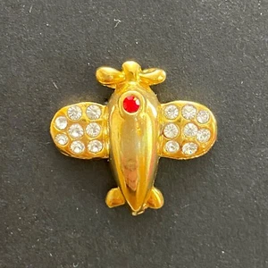 Pin de solapa tono dorado para avión con cristales de vidrio brillante o diamantes de imitación - Imagen 1 de 2