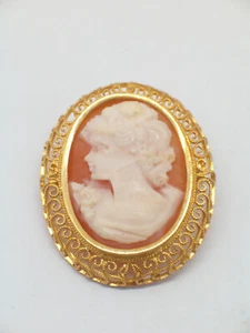 Spilla con Cammeo montato in ORO GIALLO 18 KT (750 millesimi) - ciondolo - - Picture 1 of 8
