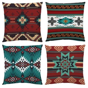 Western Native American Throw Pillow CoversSet of4 18X18Inch Rustic Southwestern - Picture 1 of 5