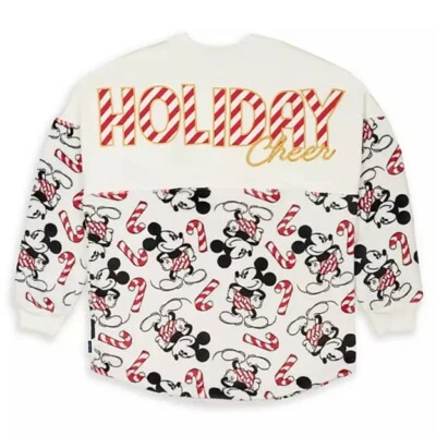 Disney Mickey Mouse Holiday Cheer Spirit Jersey Sweater Candy Cane Christmas NEW - Image 1 of 4