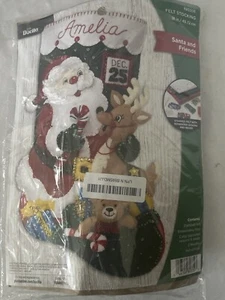 New Plaid Bucilla Santa's Friends 18" Felt Christmas Stocking Kit 84586 NOS - Picture 1 of 5
