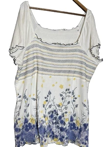 Cato Bauern Boho Festival Blumenmuster Glockenärmel Bluse 26 28 W Feen Landhaus - Bild 1 von 5