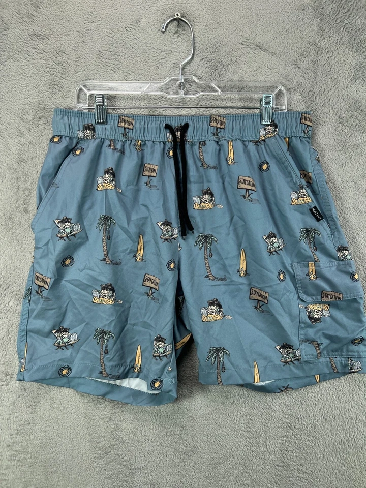 MATIX Board Shorts Mens Large Swim Surf Blue Staycation Cargo Pocket Drawstring - Image 1 of 4
