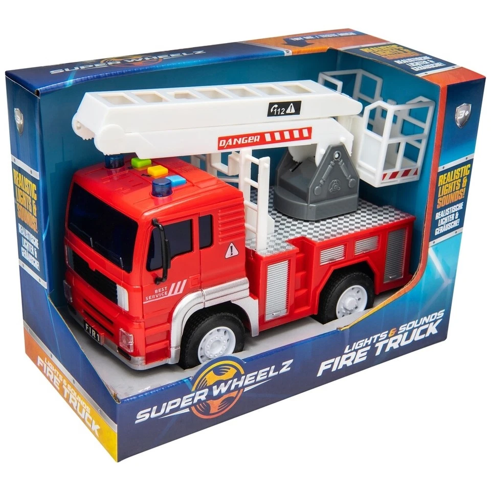 Friction Powered Fire Truck with Lights and Sound, Pull Back Push & Go Rescue - Image 1 of 1