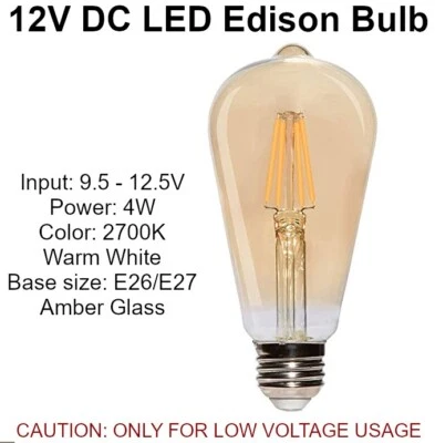 12V DC Edison Style Lightbulb - Image 1 of 4