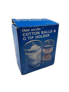 Vintage Clear Acrylic Lucite Dresser Vanity Set Q Tip Cotton Ball Holder - Picture 1 of 9