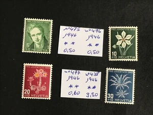 Suiza 1946  serie completa de sellos .MNH  nº 475,476,477,478  cat. MICHEL - Imagen 1 de 2