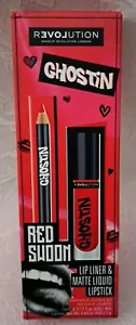 Revolution Beauty Ghostin Red Swoon Lip Liner & Matte Liquid Lipstick Duo, NEW ! - Picture 1 of 4