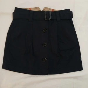 New Burberry Children 8Y Girl Classic Navy Skirt W/Tags Belted Buttons - Picture 1 of 11