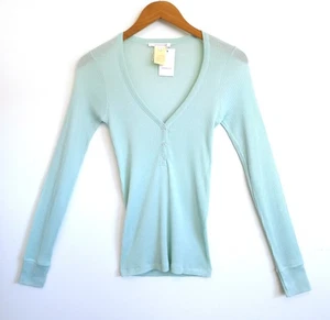 VANESSA BRUNO Rib Knit Combed Cotton V-Neck Henley Top Nordstrom 2 M NWT $465 - Picture 1 of 8