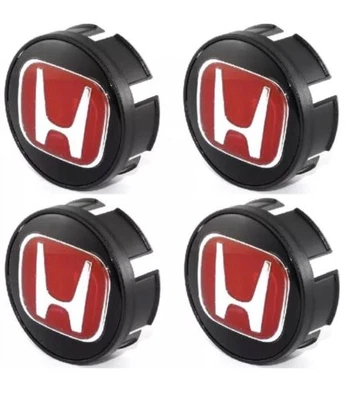 Set of 4 JDM Red H Wheel Center Caps Hubs Cover Cap Logo 2.7in For HONDA CIVIC - Image 1 of 4